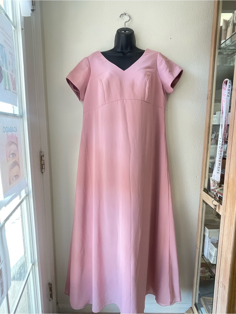 Women’s Pink V-Neck A-Line Dress
